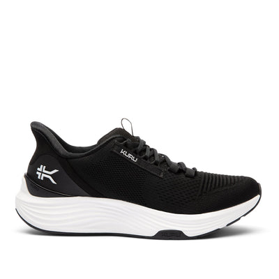 KURU ATOM 2 Men's Athletic Sneaker in Jet Black-Bright White, lateral view.