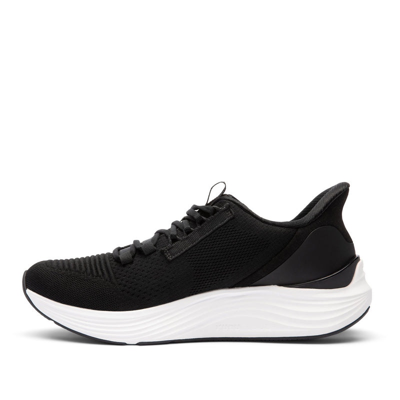 KURU ATOM 2 Men's Athletic Sneaker in Jet Black-Bright White, medial view.