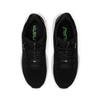 KURU ATOM 2 Men's Athletic Sneaker in Jet Black-Bright White, top-down view showing knit upper and insole.
