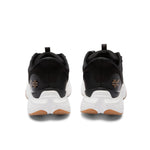 Rear view of the KURU ATOM 2 Men's Athletic Sneaker in Jet Black-Desert Tan showing KURUSOLE heel cup.