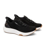 Pair of KURU ATOM 2 Men's Athletic Sneakers in Jet Black-Desert Tan, lateral view.