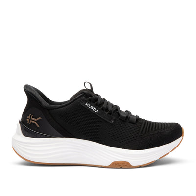 KURU ATOM 2 Men's Athletic Sneaker in Jet Black-Desert Tan, lateral view.