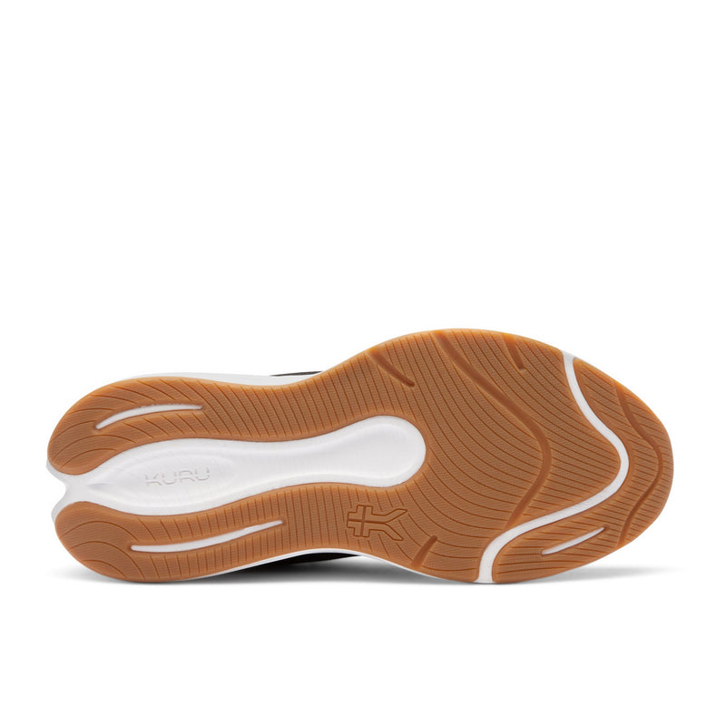 Outsole of the KURU ATOM 2 Men's Athletic Sneaker in Jet Black-Desert Tan showing KURUSOLE technology.