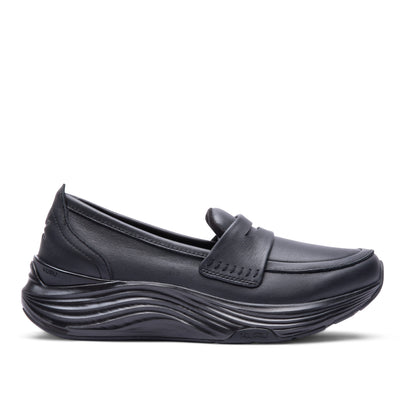 KURU ATOM 2 Vella Women's Loafer in Jet Black, lateral view.