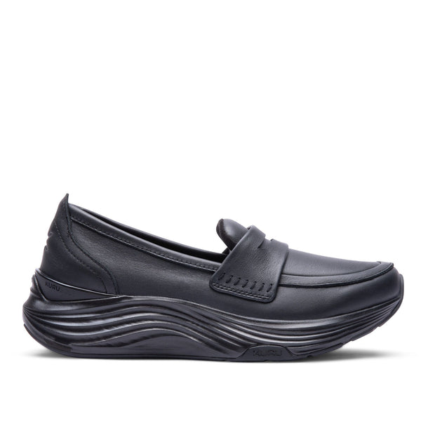 KURU ATOM 2 Vella Women's Loafer in Jet Black, lateral view.