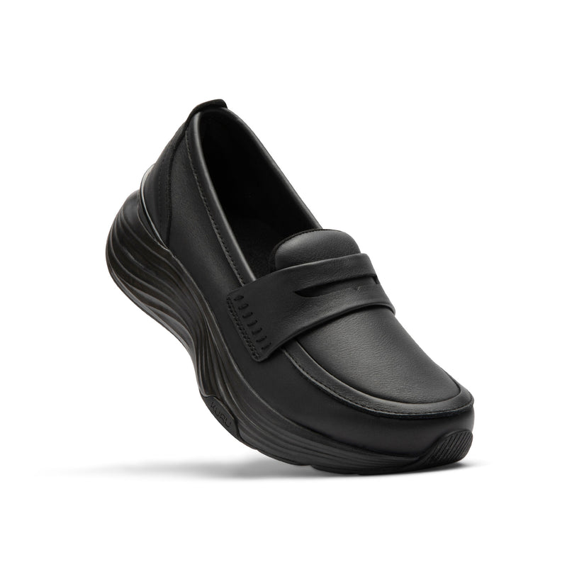 KURU ATOM 2 Vella Women's Loafer in Jet Black, angled side view.