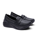 Pair of KURU ATOM 2 Vella Women's Loafers in Jet Black, angled view.