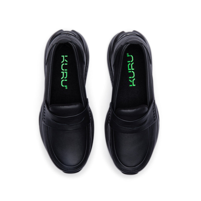Top-down view of KURU ATOM 2 Vella Women's Loafers in Jet Black.