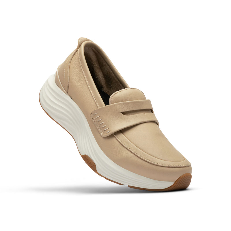 KURU ATOM 2 Vella Women's Loafer in Sand-Ecru, angled side view.