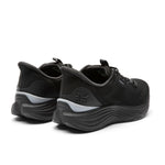 Rear angled view of the KURU ATOM 2 Waterproof Unisex Sneakers in Jet Black-Lead Gray.