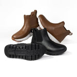 Outsole view of the KURU FLEX Astra Women's Boot in Chestnut Brown-White, showing the KURUSOLE tread.