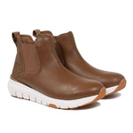 Pair of KURU FLEX Astra Women's Boot in Chestnut Brown-White, angled view.