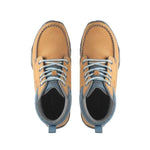 Outsole view of the KURU QUEST Women's Boot in Golden Wheat-Slate Gray-Blue Haze, showing the KURUSOLE tread.