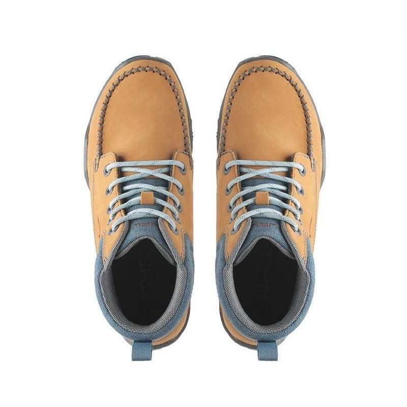 Outsole view of the KURU QUEST Women's Boot in Golden Wheat-Slate Gray-Blue Haze, showing the KURUSOLE tread.