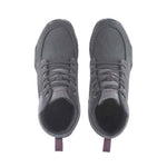 Top-down view of the KURU QUEST Women's Boot in Jet Black-Basalt-Fig Purple.