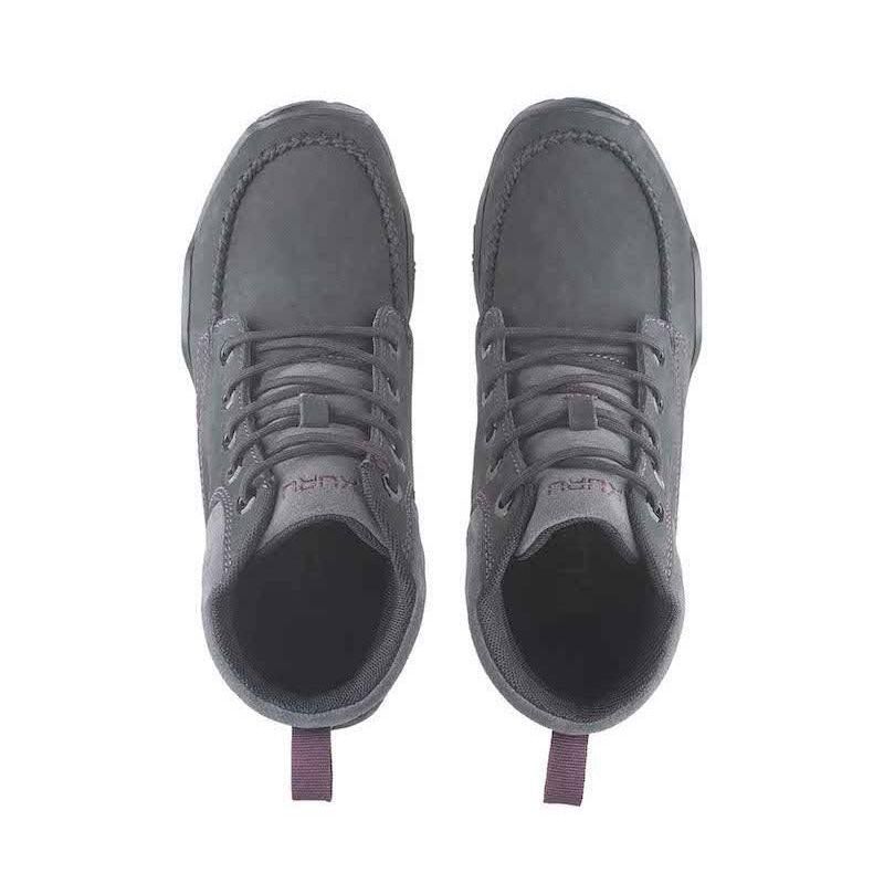 Top-down view of the KURU QUEST Women's Boot in Jet Black-Basalt-Fig Purple.