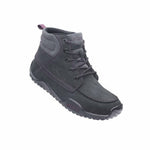 Angled profile view of the KURU QUEST Women's Boot in Jet Black-Basalt-Fig Purple.