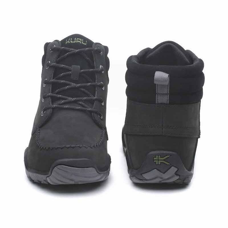 Back heel view of the KURU QUEST Men's Boot in Smokestack Black.