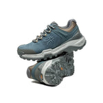 Outsole view of the KURU RIDGE Motion Women's Boot in Blue Haze-Orange Spice, showing the KURUSOLE tread.