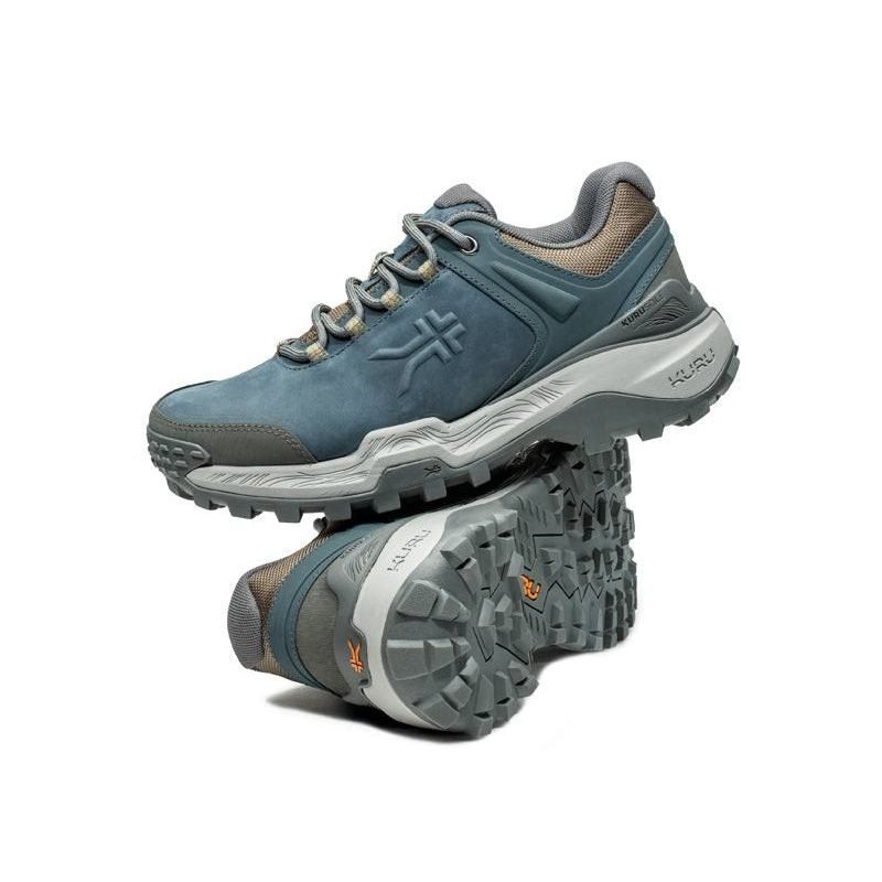 Outsole view of the KURU RIDGE Motion Women's Boot in Blue Haze-Orange Spice, showing the KURUSOLE tread.