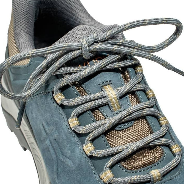 Pair of KURU RIDGE Motion Women's Boot in Blue Haze-Orange Spice, angled view.