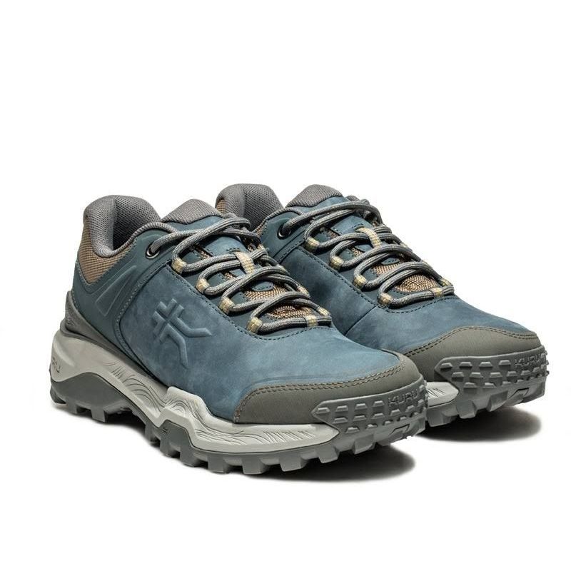 Pair of KURU RIDGE Motion Women's Boot in Blue Haze-Orange Spice, angled view.