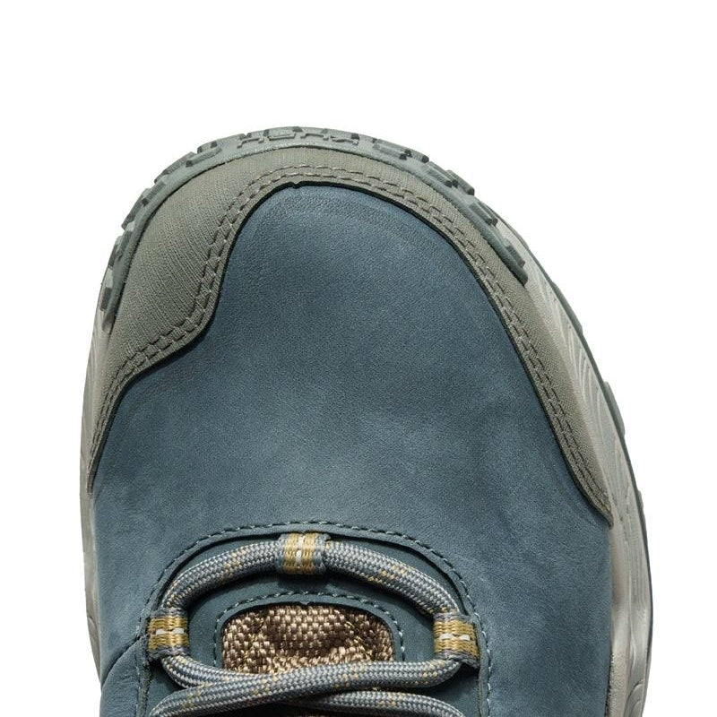 Close-up of the upper material on the KURU RIDGE Motion Women's Boot in Blue Haze-Orange Spice.