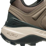 Close-up of the heel cup on the KURU RIDGE Motion Women's Boot in Rustic Taupe-Jet Black.