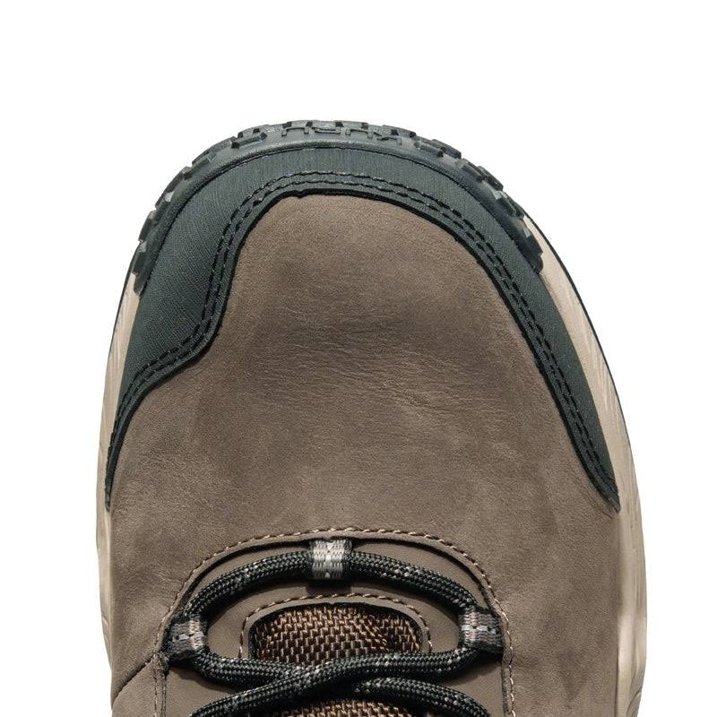 Close-up of the upper material on the KURU RIDGE Motion Men's Boot in Rustic Taupe-Jet Black.