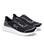 Pair of the KURU DASH Vanta Unisex Athletic Sneakers in Jet Black-Bright White.