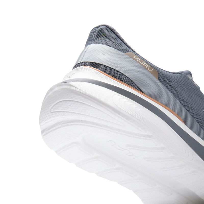 Close-up of the mesh upper on the KURU DASH Vanta Unisex Athletic Sneaker in Smoke Gray.