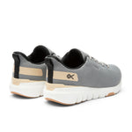 Rear angled view of the KURU FLEX Via Waterproof Unisex Sneakers in Pewter Gray-Salt White.
