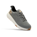 Angled side profile of the KURU FLEX Via Waterproof Unisex Sneaker in Pewter Gray-Salt White.
