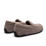 Rear angled view of the KURU LOFT 2 Men's Slipper in Greige-Jet Black.