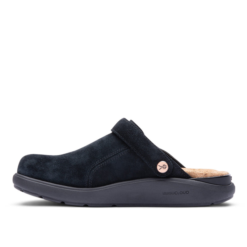 KURU MOMENT Ease Women's Clog in Jet Black, medial view.