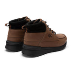 Rear angle of the padded collar and KURUSOLE heel on the KURU QUEST 2 Men's Hiking Boot in Walnut Brown-Jet Black.