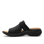 Outsole view of the KURU CODA Aika Women's Sandal in Jet Black, showing the KURUSOLE tread.