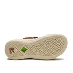 Close-up of the upper material on the KURU CODA Mesa Women's Sandal in Amber Brown-Pearl White.