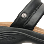 Close-up of the heel cup on the KURU CODA Mesa Women's Sandal in Jet Black.