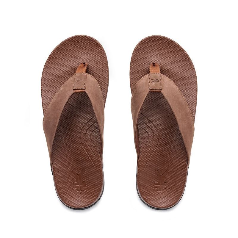 Top-down view of the KURU KALA 2 Men's Sandal in Cocoa Brown.