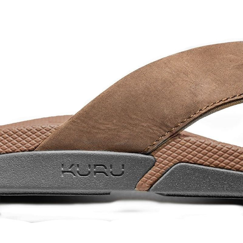 Close-up of the upper material on the KURU KALA 2 Men's Sandal in Cocoa Brown.