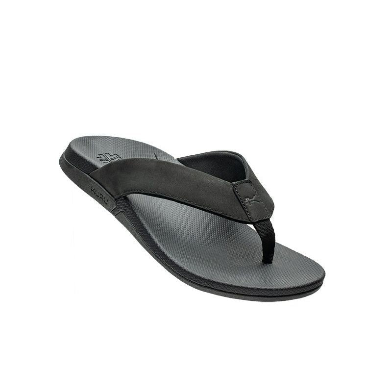 Pair of KURU KALA 2 Men's Sandal in Jet Black, angled view.