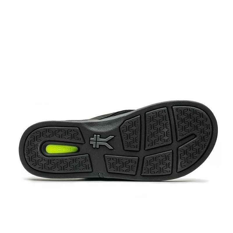 Outsole view of the KURU KALA 2 Men's Sandal in Jet Black, showing the KURUSOLE tread.