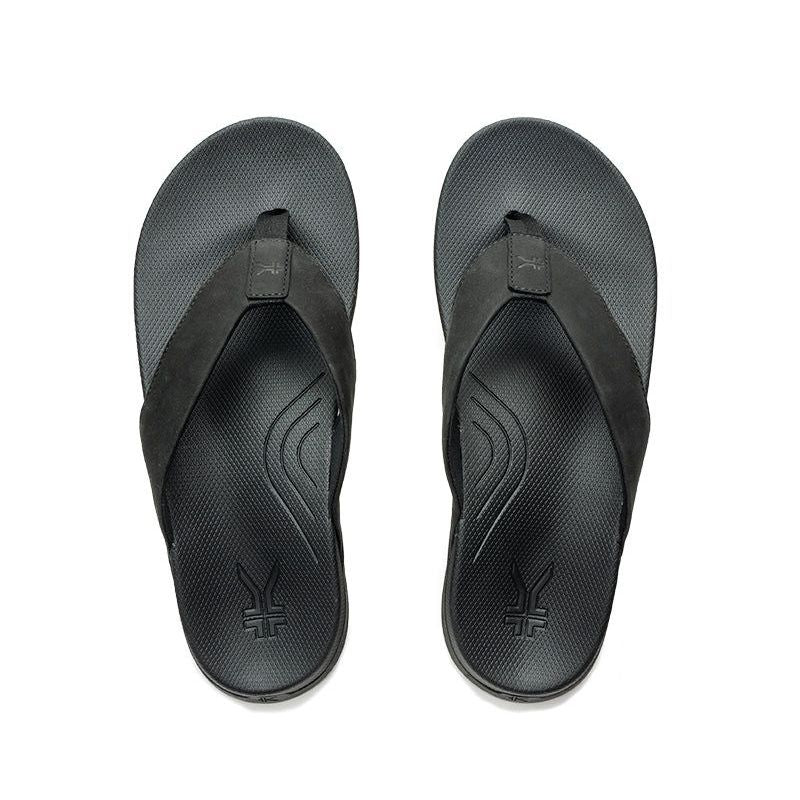 Top-down view of the KURU KALA 2 Men's Sandal in Jet Black.