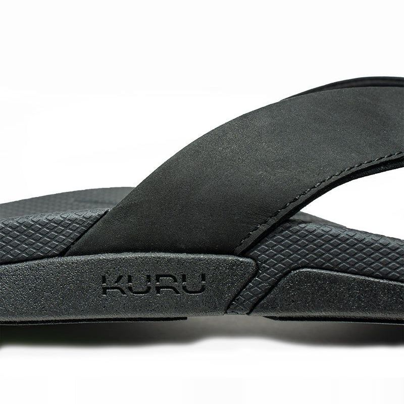 Close-up of the upper material on the KURU KALA 2 Men's Sandal in Jet Black.