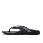 Pair of KURU KALA Sieva Women's Sandal in Jet Black-Metallic, angled view.