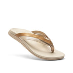 Angled profile view of the KURU KALA Sieva Women's Sandal in Sand-Metallic.