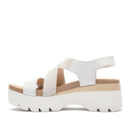 Close-up of the upper material on the KURU LOMA Women's Sandal in Ecru-Sand.
