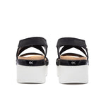 Top-down view of the KURU LOMA Women's Sandal in Jet Black-Bright White.