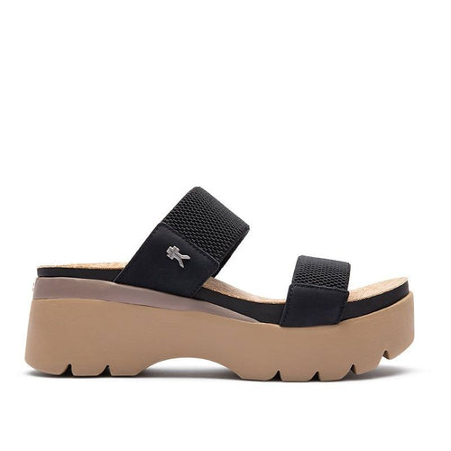 KURU LOMA Tila Women's Sandal in Jet Black-Sand.